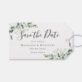 Kraft Eucalyptus Waterverf Wedding Save the Date Cadeaulabel (Voorkant (Horizontaal))