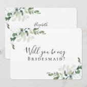 Kraft Eucalyptus word je mijn Bridesmaid? Kaart (Voorkant / Achterkant)