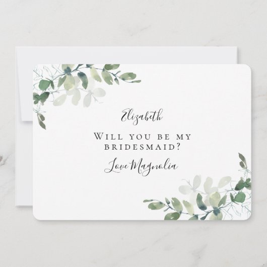 Kraft Eucalyptus word je mijn Bridesmaid? Kaart (Achterkant)