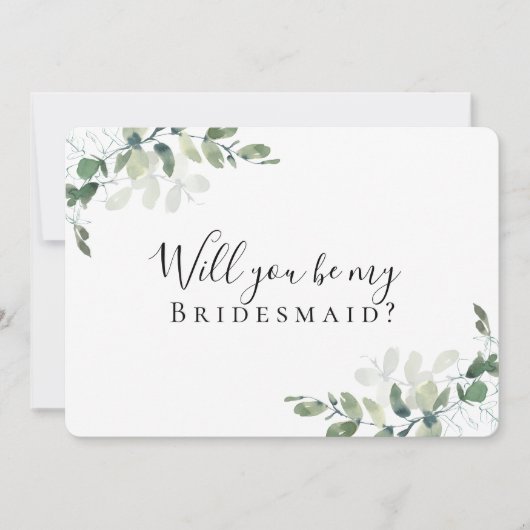 Kraft Eucalyptus word je mijn Bridesmaid? Kaart (Voorkant)