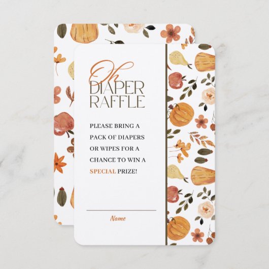 Kraft Fall Theme Baby Shower Diaper Raffle Kaart (Voorkant / Achterkant)