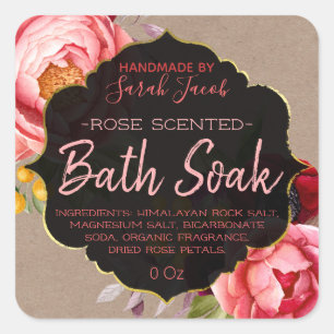  Kraft Floral Bath Soak Label