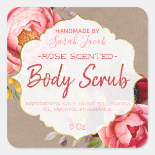 kraft Floral Body Scrub Label