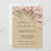 Kraft Floral Boho Peach Roos Gold Vrijgezellenfees Kaart (Voorkant)