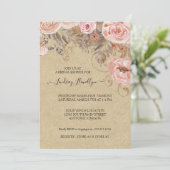 Kraft Floral Boho Peach Roos Gold Vrijgezellenfees Kaart (Staand voorkant)