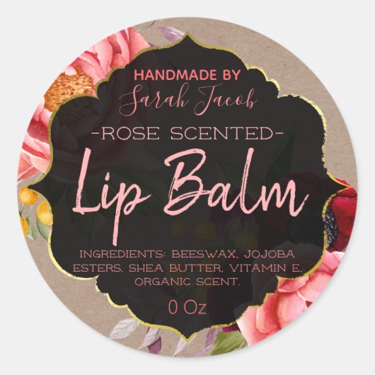 Kraft Floral Lip Balm Label (Voorkant)