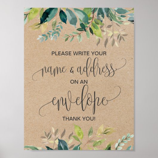 Kraft Foliage Adres Envelope Sign Poster (Voorkant)