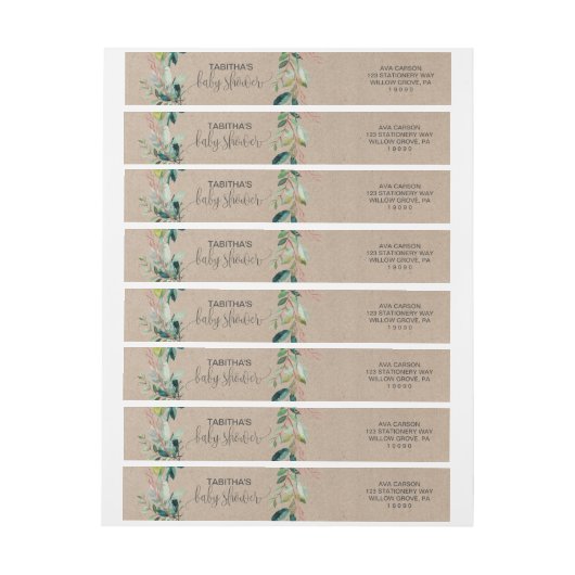 Kraft Foliage Baby shower Wrap Around Label (Vel)