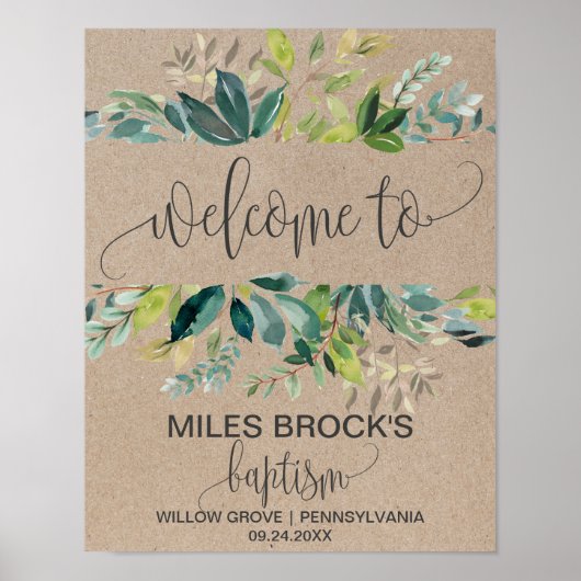 Kraft Foliage Baptism Welcome Poster (Voorkant)