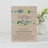 Kraft Foliage Baptisme Kaart (Staand voorkant)