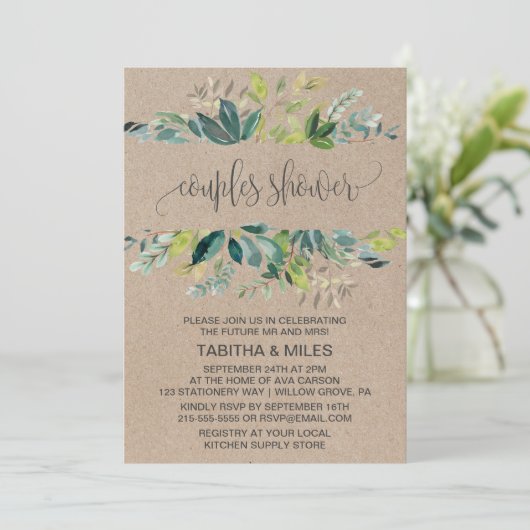 Kraft Foliage Couples Shower Kaart (Staand voorkant)