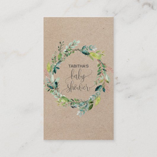 Kraft Foliage Diaper Raffle Invitation Insert Informatiekaartje (Achterkant)