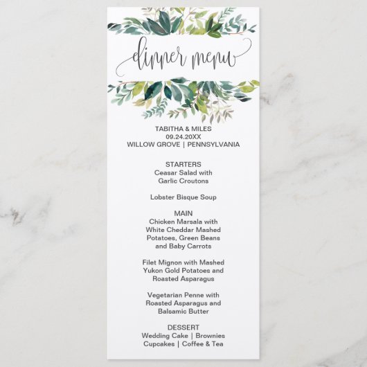 Kraft Foliage Dinner Menu Kaart (Voorkant)