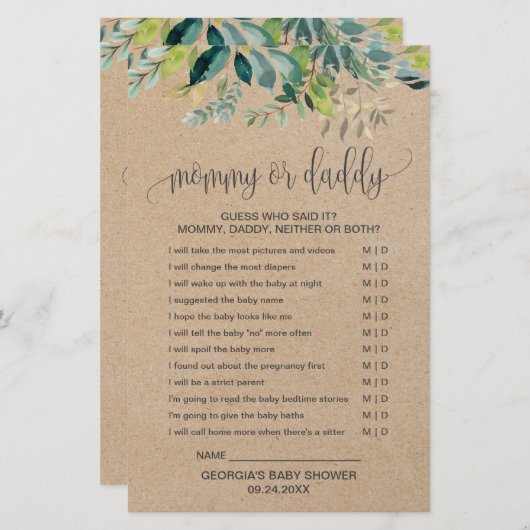 Kraft Foliage Mam of papa Game (Voorkant / Achterkant)