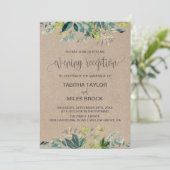 Kraft Foliage | Monogram Achterwand Avondreceptie Kaart (Staand voorkant)