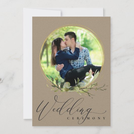 KRAFT FOLIAGE WATERVERF FOTO OVERLAY WEDDING KAART (Voorkant)