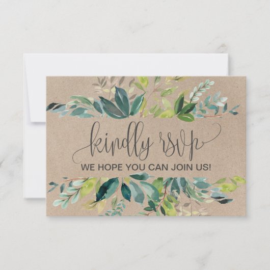 Kraft Foliage Wedding Website RSVP Card (Voorkant)