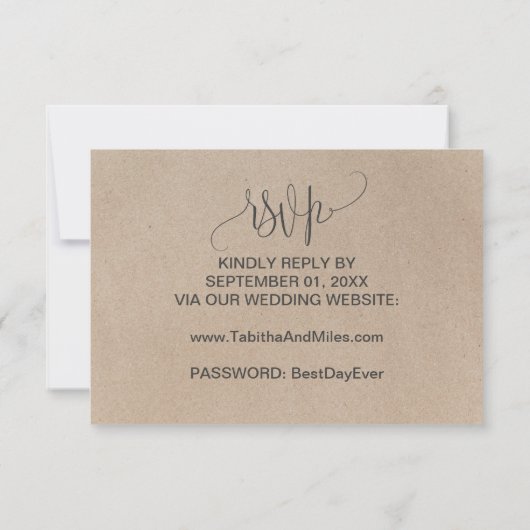 Kraft Foliage Wedding Website RSVP Card (Achterkant)