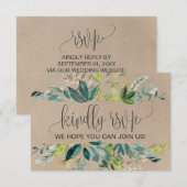 Kraft Foliage Wedding Website RSVP Card (Voorkant / Achterkant)