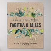 Kraft Foliage Wedding Welcome Poster (Voorkant)