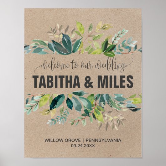 Kraft Foliage Wedding Welcome Poster (Voorkant)