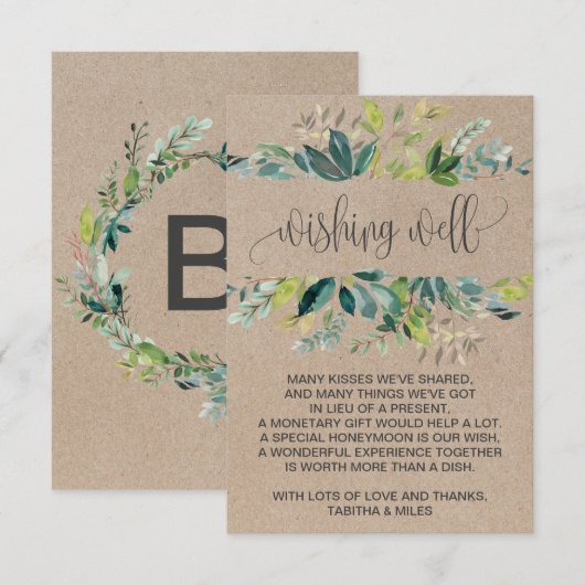 Kraft Foliage Wedding Wishing Well Informatiekaartje (Voorkant / Achterkant)
