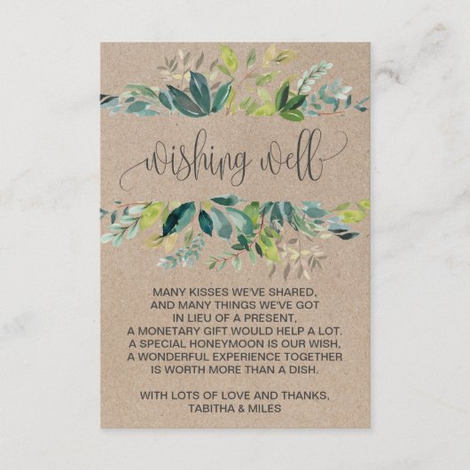Kraft Foliage Wedding Wishing Well Informatiekaartje (Voorkant)
