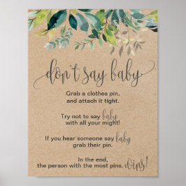 Kraft Foliage Zeg geen Baby Sign Poster