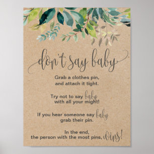 Kraft Foliage Zeg geen Baby Sign Poster