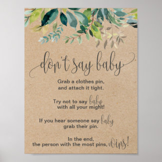 Kraft Foliage Zeg geen Baby Sign Poster