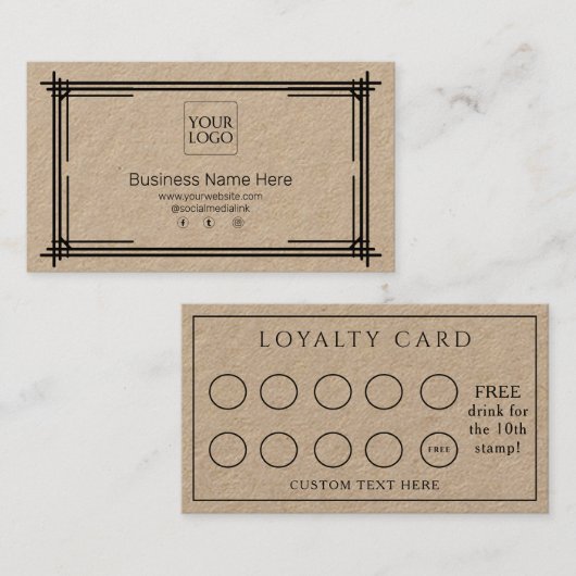 Kraft Formeel Business Café Koffiesalon Klantenkaartje (Voorkant / Achterkant)