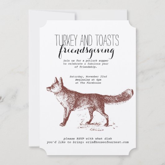 Kraft Fox Friendsgiving Invitation Kaart (Voorkant)