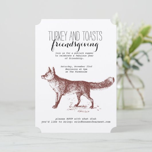 Kraft Fox Friendsgiving Invitation Kaart (Staand voorkant)