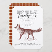 Kraft Fox Friendsgiving Invitation Kaart (Voorkant / Achterkant)