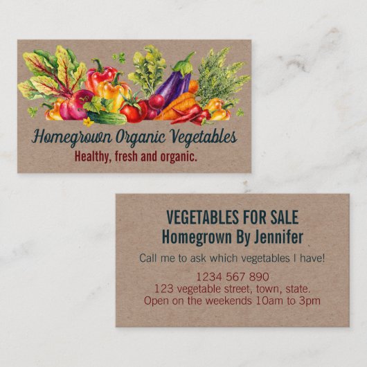 Kraft Fresh Vegetable Homegrown Visitekaartje (Voorkant / Achterkant)