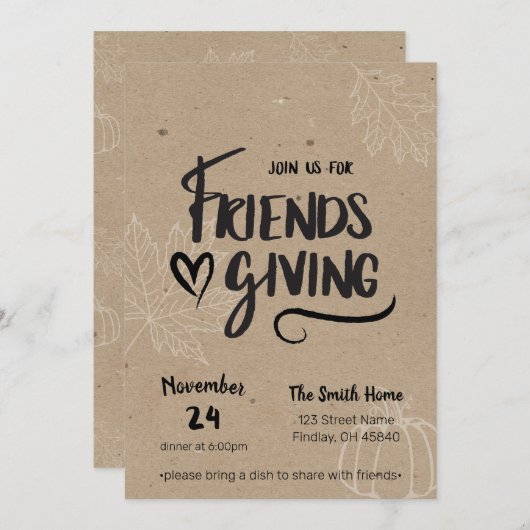 Kraft Friendsgiving dineruitnodiging Kaart (Voorkant / Achterkant)