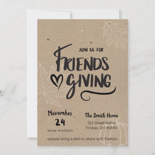 Kraft Friendsgiving Dinner Invitation Kaart (Voorkant)