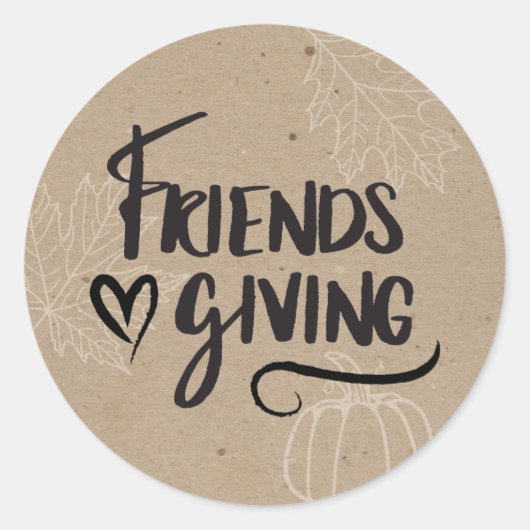 Kraft Friendsgiving Dinner Party Ronde Sticker (Voorkant)