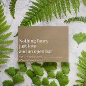 Kraft Funny Niets Fancy Open Bar Wedding Kaart