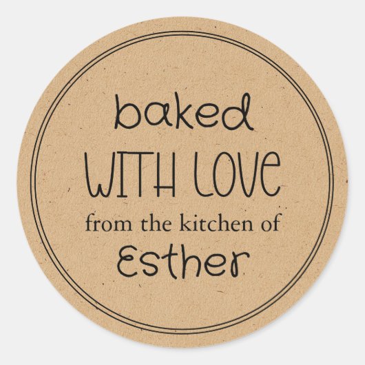 Kraft Gebakken met Liefde Ronde Sticker (Voorkant)