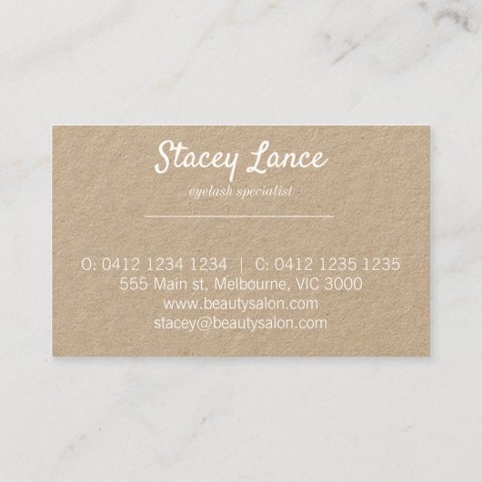 Kraft gebladerte krans wimpers visitekaartje (Achterkant)