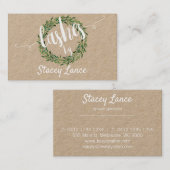 Kraft gebladerte krans wimpers visitekaartje (Voorkant / Achterkant)