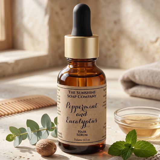 Kraft gekrulde tekst cosmetica druppelfles label