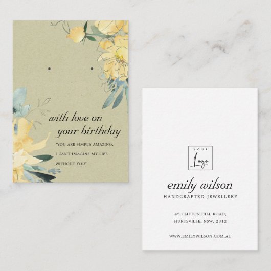 KRAFT GELE VERJAARDAG VRIEND OORBEL DISPLAY KAART PLAATSKAARTJE (Voorkant / Achterkant)