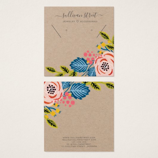 Kraft Girly Floral Earring Ketting Display Kaart (Voorkant /achterkant)
