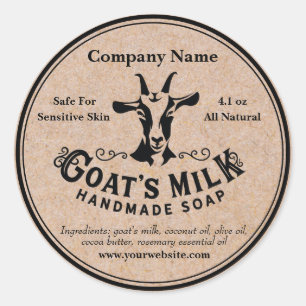 Kraft Goat's Milk Soap Label Sticker Round