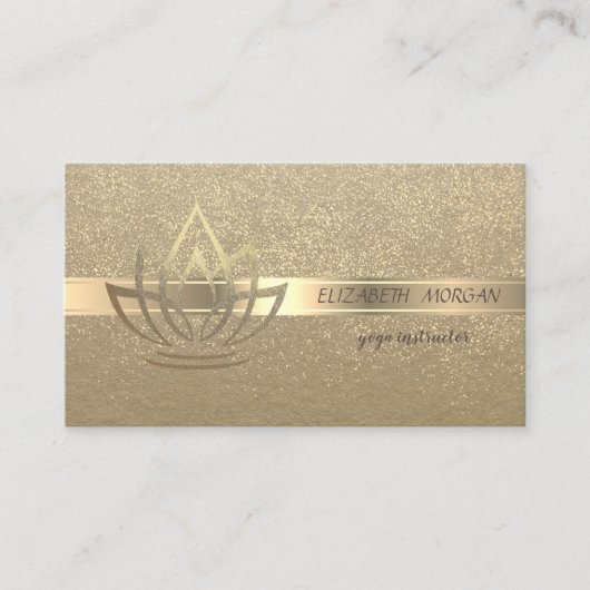 , Kraft, Gold Confetti, Gold Lotus Visitekaartje (Voorkant)