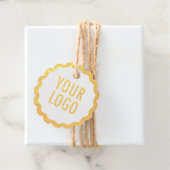 Kraft Gold Foil Hang Labels Custom Logo Scalloped (Met doos)