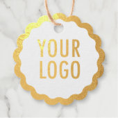 Kraft Gold Foil Hang Labels Custom Logo Scalloped (Voorkant)