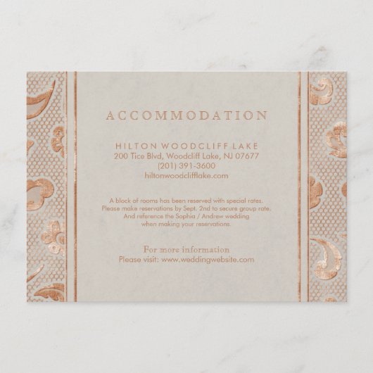 Kraft gold Lace country bruiloft Informatiekaartje (Voorkant)